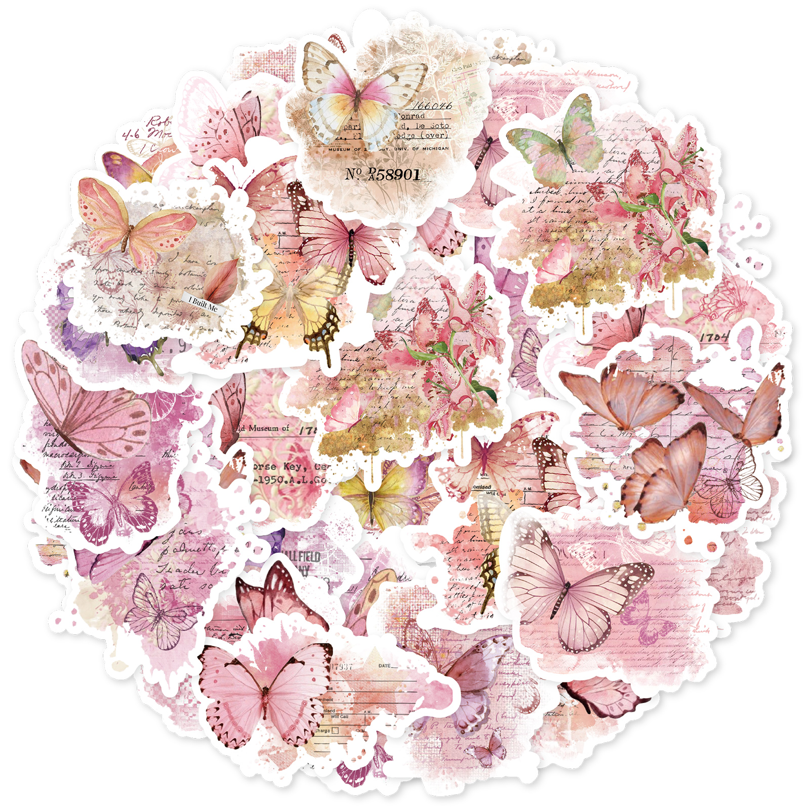 Laptop Accessories Bag - Etori Life Pink Watercolor Butterfly Stickers