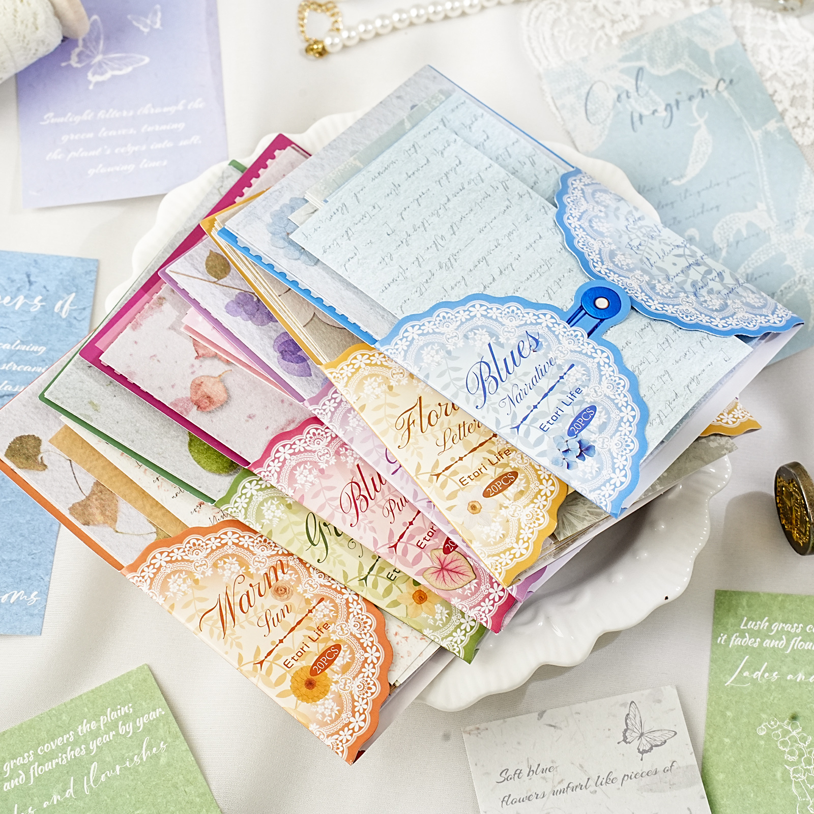 Laptop Accessories Bag - Etori Life Floral Stationery Set Vintage