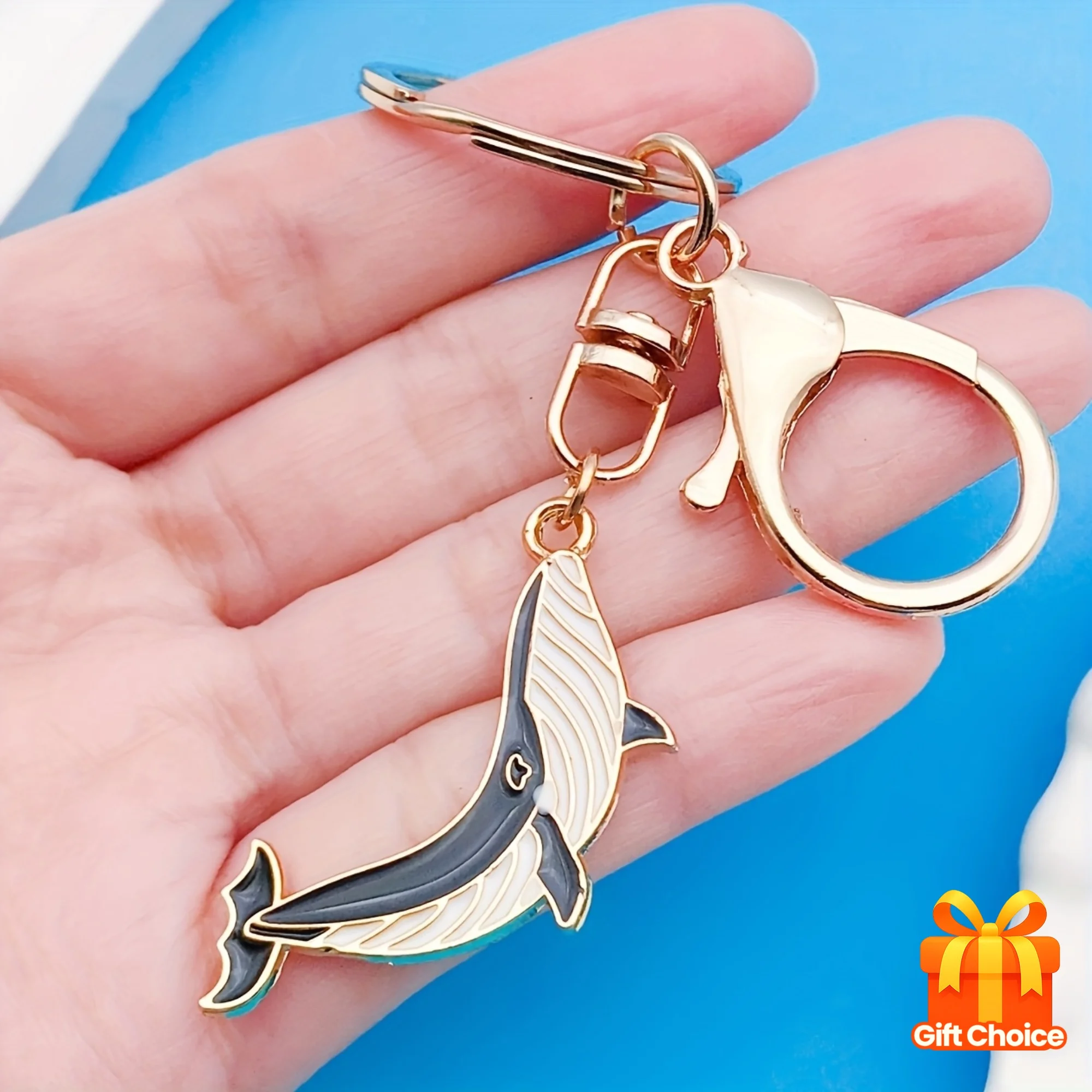 Laptop Accessories Bag - Elegant Whale Keychain in Zinc Alloy